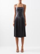 Proenza Schouler White Label - Square-neck Pleated Faux-leather Midi Dress - Womens - Black