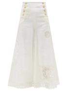Zimmermann - Rhythmic Lace-appliqu Voile Culottes - Womens - Ivory