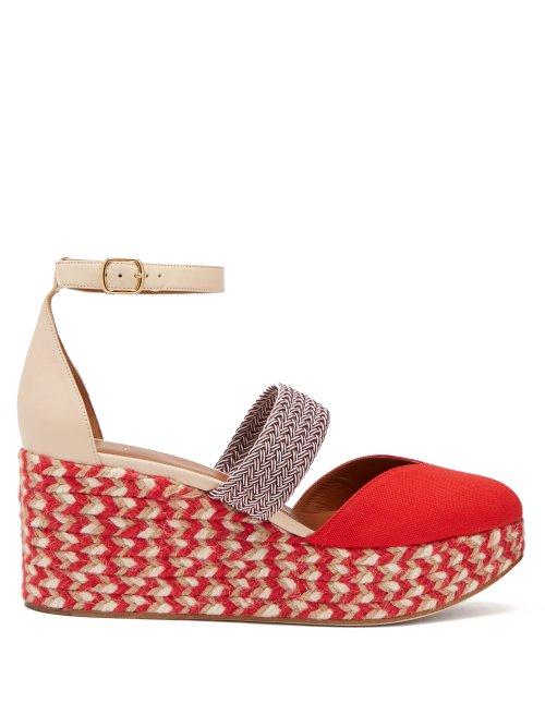 Matchesfashion.com Malone Souliers - Sasha Canvas Espadrille Wedges - Womens - Red Multi