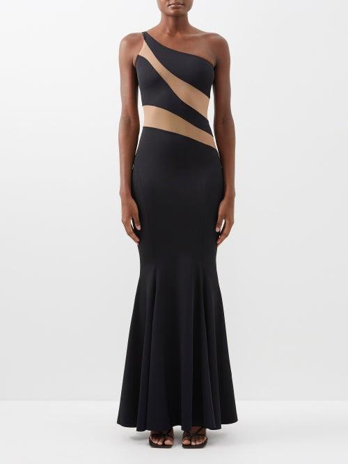 Norma Kamali - Mesh-insert Jersey Gown - Womens - Black