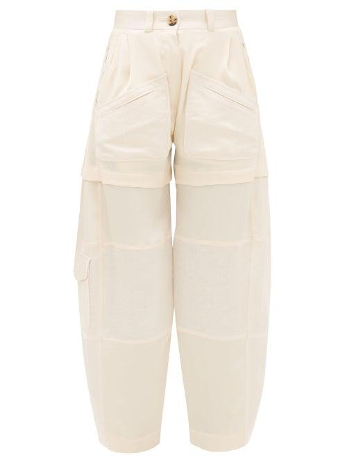 Matchesfashion.com Lanvin - High-rise Patch-pocket Silk Cargo Trousers - Womens - Cream
