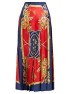 Matchesfashion.com Gucci - Floral Print Pleated Silk Faille Midi Skirt - Womens - Red Print