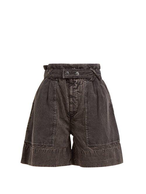 Matchesfashion.com Isabel Marant - Twen Turn Up Washed Denim Shorts - Womens - Black