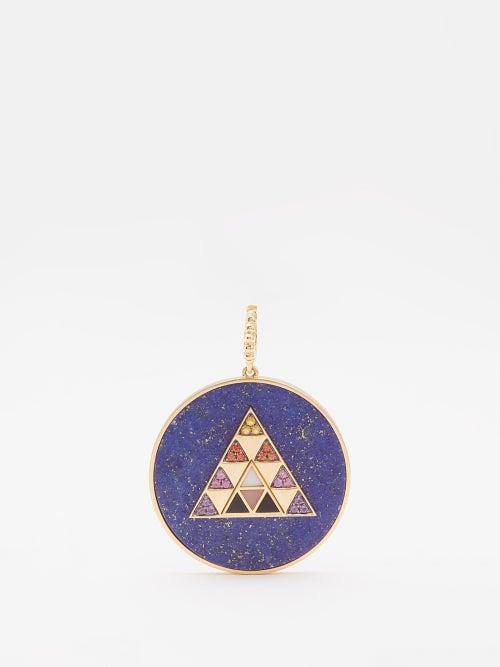Harwell Godfrey - Pyramid Sapphire, Lapis Lazuli & 18kt Gold Pendant - Womens - Blue Gold