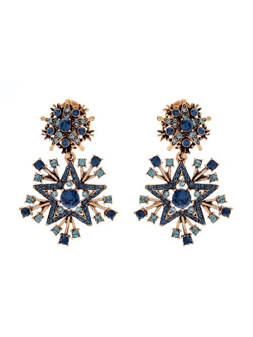 Oscar De La Renta Star Crystal Drop Earrings