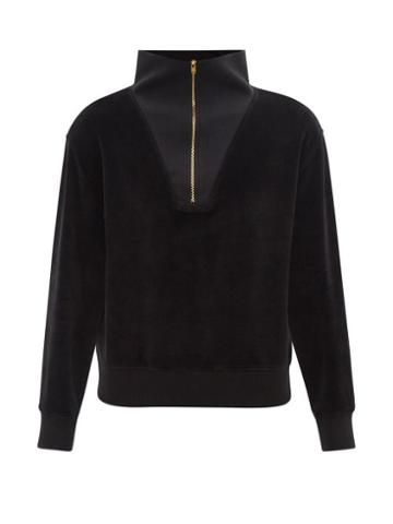 Nili Lotan - Bentley High-neck Cotton-blend Velour Sweatshirt - Womens - Black