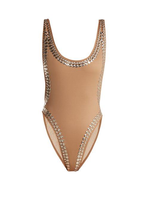 Matchesfashion.com Norma Kamali - Marissa Studded Swimsuit - Womens - Tan