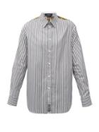 Matchesfashion.com Versace - Baroque-print Striped Cotton-poplin Shirt - Mens - Black White