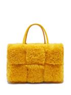 Bottega Veneta - The Arco Small Leather And Shearling Tote Bag - Womens - Yellow