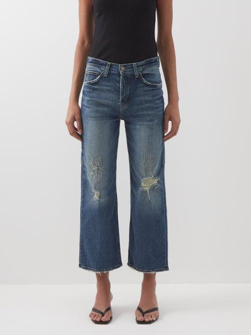 Nili Lotan - Violette Ripped Cropped Boyfriend Jeans - Womens - Denim