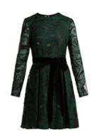Matchesfashion.com Valentino - Animal Eye And Print Embroidered Tulle Dress - Womens - Green Print