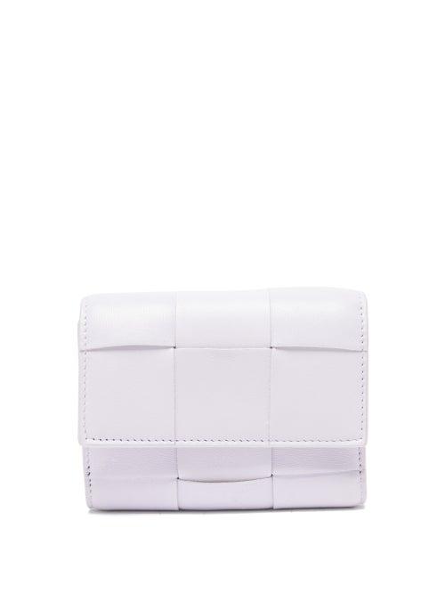 Bottega Veneta - Cassette Intrecciato-leather Tri-fold Wallet - Womens - Light Purple