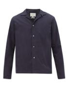 Matchesfashion.com Studio Nicholson - Calico Cuban Collar Cotton Shirt - Mens - Navy
