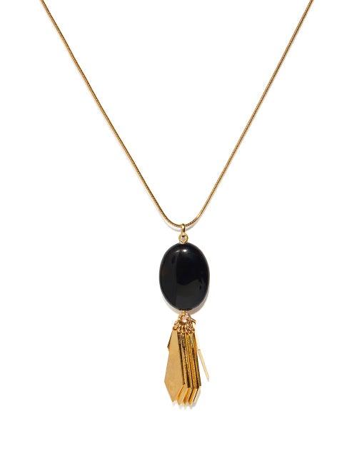 Matchesfashion.com Isabel Marant - Leaf Stone Drop-pendant Necklace - Womens - Black