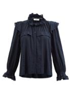 Isabel Marant Toile - Jadety Ruffled Embroidered-voile Blouse - Womens - Black