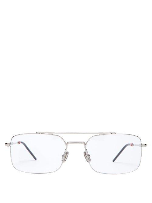 Matchesfashion.com Dior Homme Sunglasses - Dior0230 Square Frame Metal Glasses - Mens - Silver