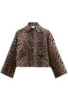 Ladies Rtw Ganni - Leopard-print Linen-blend Hopsack Jacket - Womens - Leopard