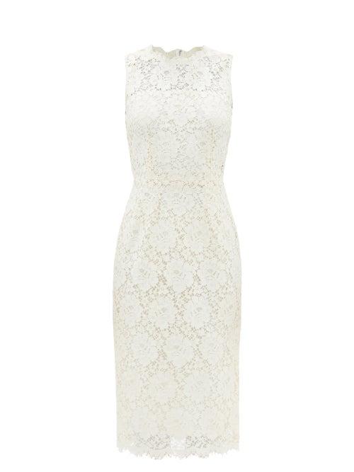 Dolce & Gabbana - Cordonetto-lace Midi Sheath Dress - Womens - White