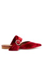Matchesfashion.com Malone Souliers - Maite Crystal Buckle Velvet Mules - Womens - Red