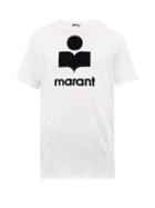 Matchesfashion.com Isabel Marant - Karman Logo Flocked Linen T Shirt - Mens - White