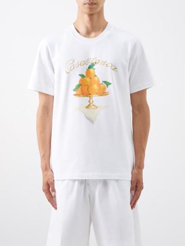 Casablanca - Oranges-print Organic-cotton T-shirt - Mens - White Multi