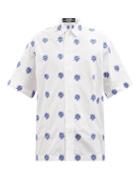 Jacquemus - Moisson Daisy-embroidered Cotton-poplin Shirt - Mens - Blue