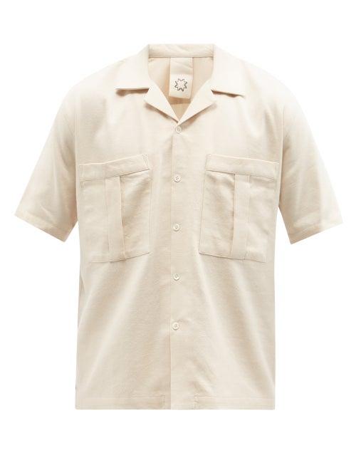 Mens Rtw Marrakshi Life - Cuban-collar Cotton-canvas Shirt - Mens - Cream