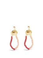 Ladies Jewellery By Alona - Waves Gold-plated Bead Earrings - Womens - Red Multi