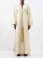 Fil De Vie - Penelope Silk-lam Dress - Womens - Ivory