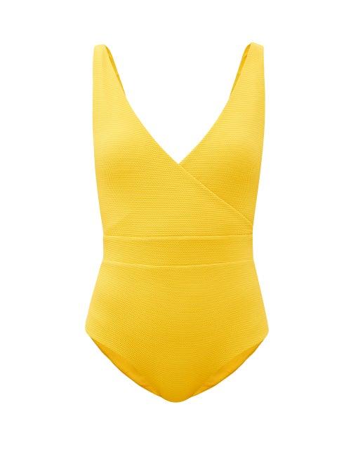 Matchesfashion.com Cossie + Co - The Ashley Surplice-neck Swimsuit - Womens - Yellow