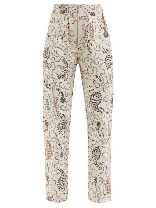 Matchesfashion.com Isabel Marant Toile - Noferis Paisley-print Cotton-twill Trousers - Womens - Ivory