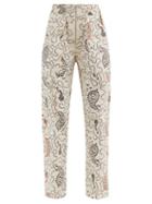 Matchesfashion.com Isabel Marant Toile - Noferis Paisley-print Cotton-twill Trousers - Womens - Ivory
