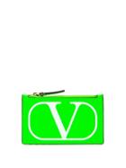 Matchesfashion.com Valentino Garavani - V-logo Leather Cardholder - Womens - Green