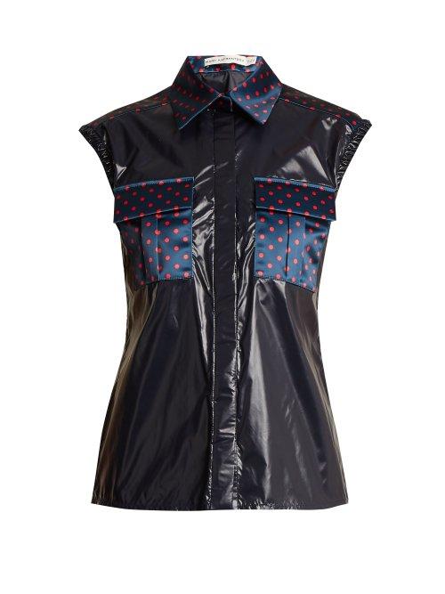 Matchesfashion.com Mary Katrantzou - Lily Polka Dot Detail Sleeveless Shirt - Womens - Red Navy