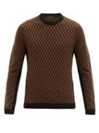 Matchesfashion.com Prada - Geometric Patterned Wool Blend Sweater - Mens - Black Brown