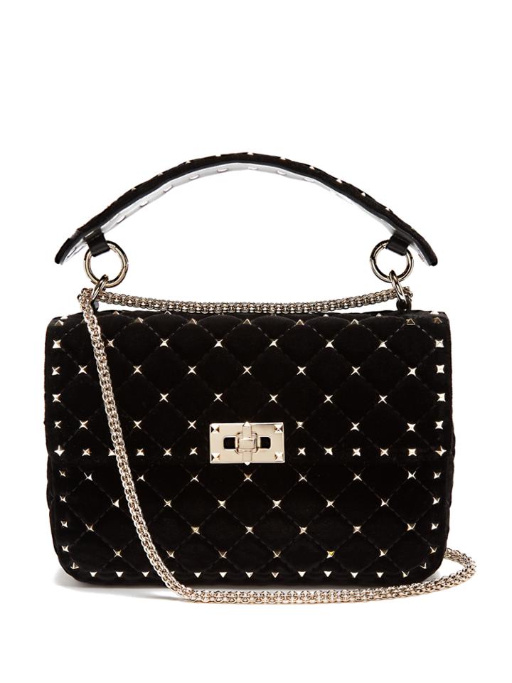 Valentino Rockstud Spike Quilted-velvet Shoulder Bag