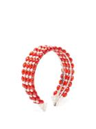 Matchesfashion.com Shrimps - Bevelled-bead And Faux Pearl-embellished Headband - Womens - Red