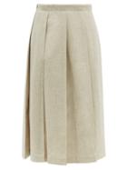 Matchesfashion.com Jil Sander - Tailored Wool Blend Pleated Skirt - Womens - Grey