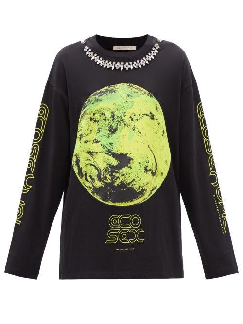 Christopher Kane - Eco Sexual Cotton-jersey Long-sleeve T-shirt - Womens - Black