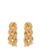Matchesfashion.com Bottega Veneta - Pav Crystal Embellished Chain Earrings - Womens - Gold