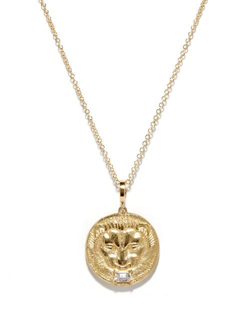 Ladies Fine Jewellery Azlee - Lion Diamond & 18kt Gold Pendant Necklace - Womens - Yellow Gold