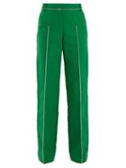 Matchesfashion.com Valentino - High Rise Straight Leg Cotton Blend Trousers - Womens - Green