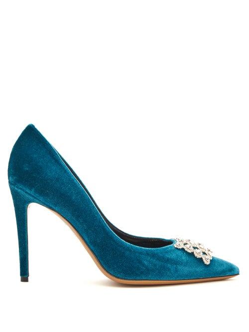 Matchesfashion.com Alexandre Vauthier - Othilia Crystal Embellished Velvet Pumps - Womens - Blue