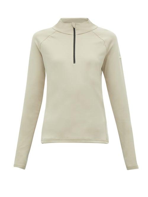 Matchesfashion.com Capranea - Zipped Funnel Neck Fleece Back Sweater - Womens - Beige