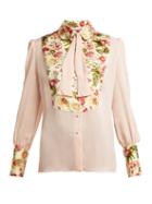Matchesfashion.com Edeltrud Hofmann - Jolly Floral Print Silk Blouse - Womens - Light Pink