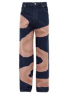 Matchesfashion.com Eckhaus Latta - High-rise Paint-print Jeans - Mens - Blue Multi