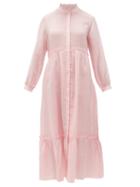 Matchesfashion.com Sea - Lucy Ruffled Cotton-poplin Midi Dress - Womens - Pink