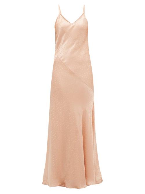 Matchesfashion.com Mes Demoiselles - Sequence Polka Dot-jacquard Satin Slip Dress - Womens - Light Pink