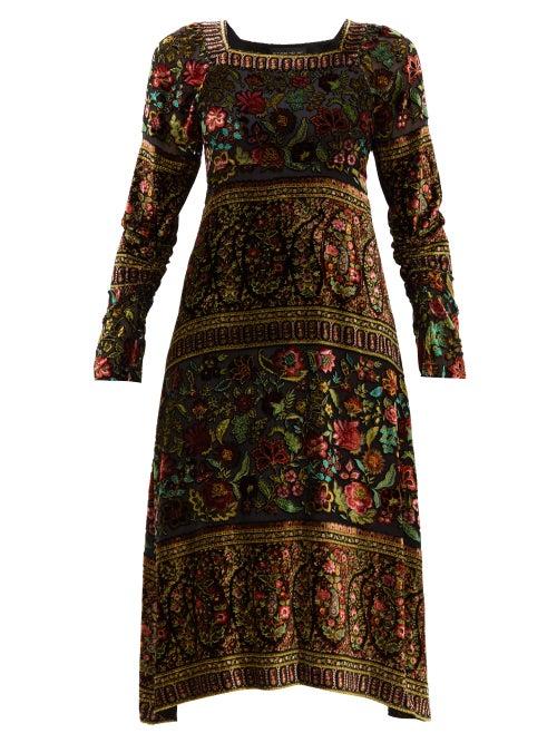 Matchesfashion.com Etro - Bedfordshire Floral Devor Dress - Womens - Black Multi