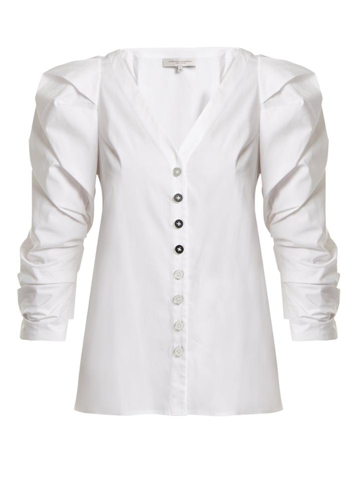 Carolina Herrera Cotton-blend Puff-sleeved Blouse